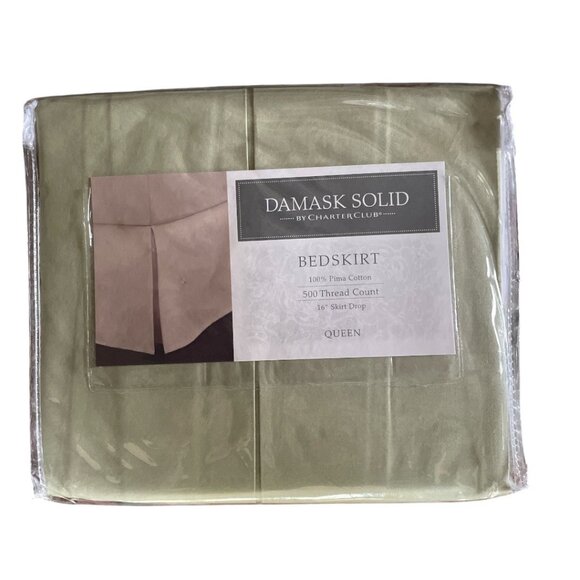 Charter Club Other - NWT Damask Solid Queen Bed Skirt 500 TC 16" Drop Sage Green